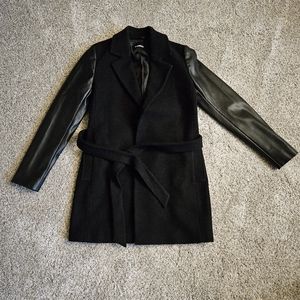 Express Wool-Blend and Faux Leather Coat